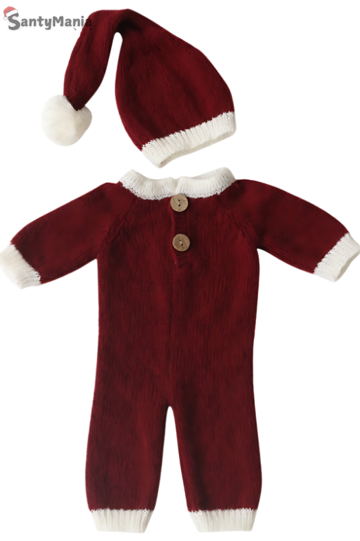 Santymania Newborn Baby Christmas Mohair Hat Jumpsuit