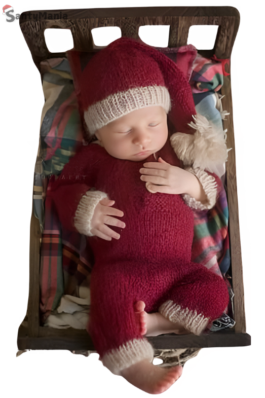 Santymania Newborn Baby Christmas Mohair Hat Jumpsuit