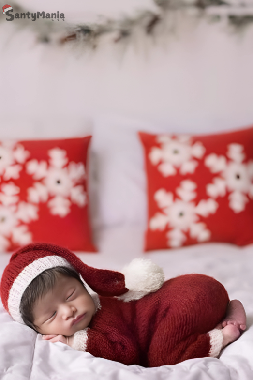 Santymania Newborn Baby Christmas Mohair Hat Jumpsuit