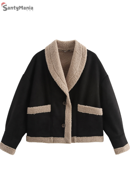 Santymania Women Lapel Woolen Coat