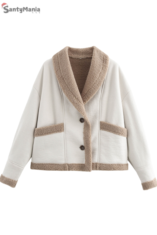 Santymania Women Lapel Woolen Coat