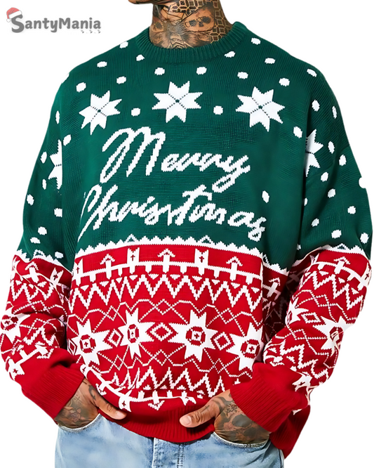 Santymania Men Christmas Loose Round Neck Pullover Sweater